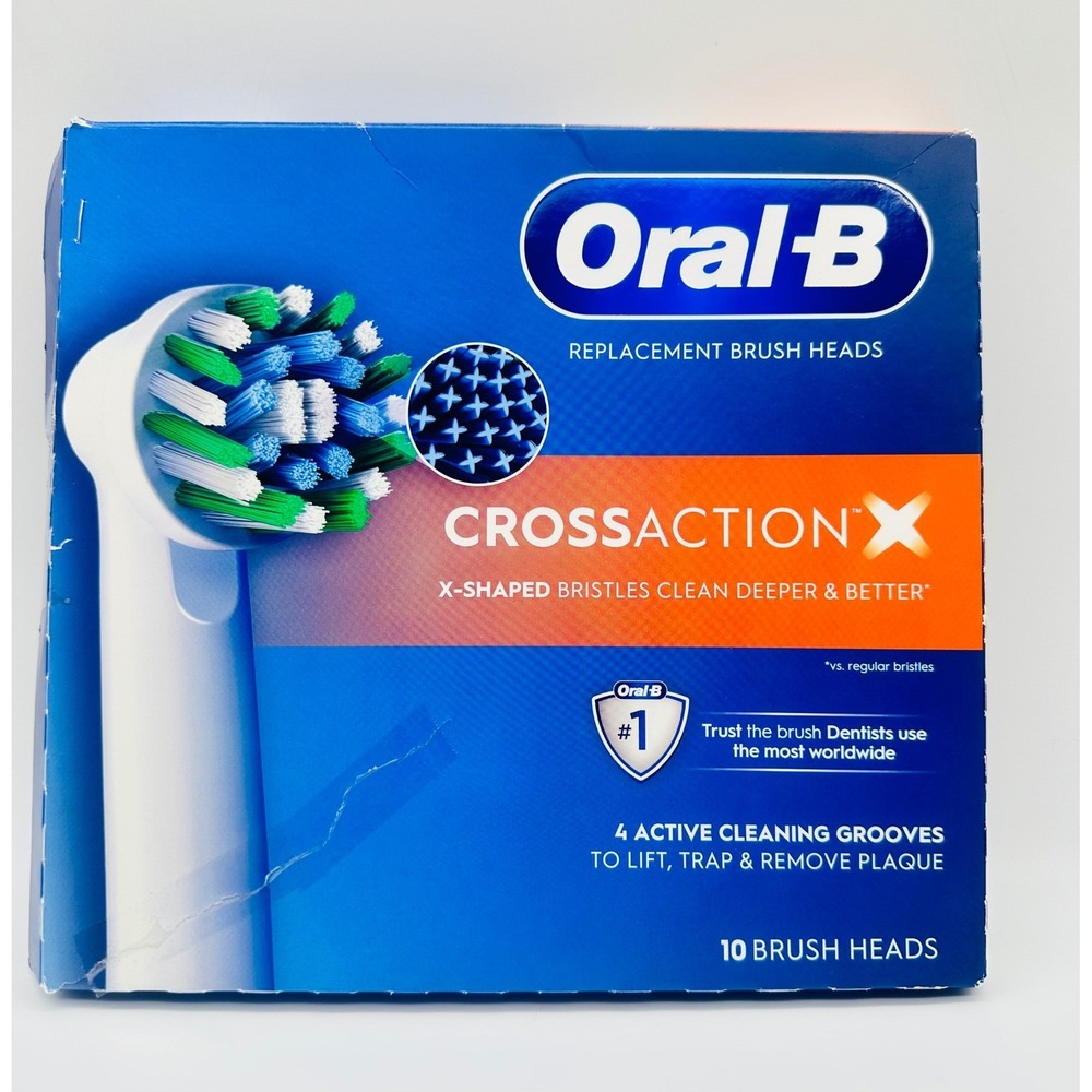 Oral-B CrossAction X Replacement Electric Toothbrush Heads 10 Count New Sealed